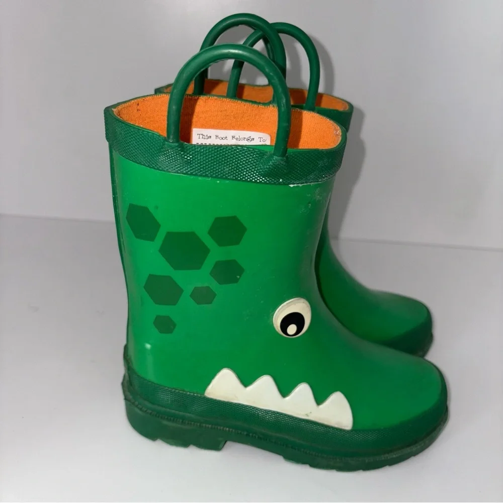 Kidorable Green Alligator Rain Boots Boys Size 9/10